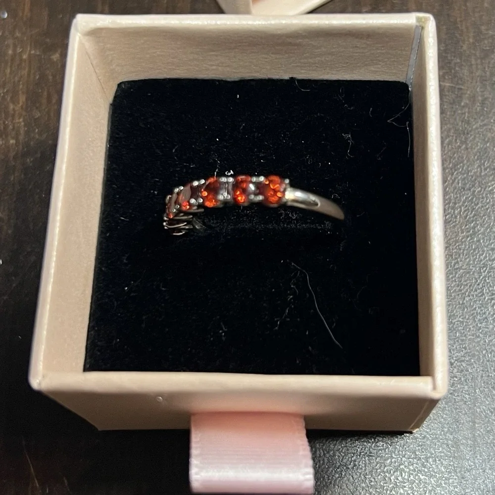Agrule‎ Birthstone Wedding Band Eternity Ring 925 CZ Garnet Size 9 Stackable